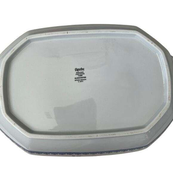 Vintage Spode Gloucester Vegetable Bowl Blue White Floral England Ironstone - Picture 8 of 8